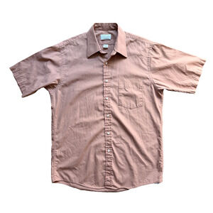 Vintage Arrow Shirt Men's Large 15.5 Bradstreet Clay Short Sleeve Button Up USA